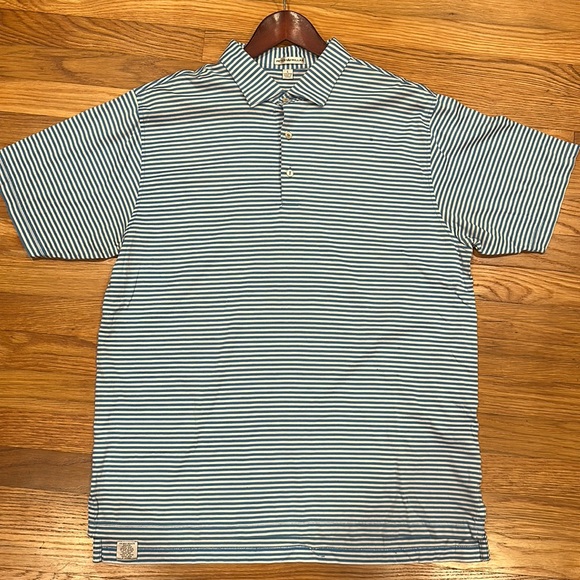 Peter Millar polo, size LARGE. Blue and white stripes - Picture 2 of 4